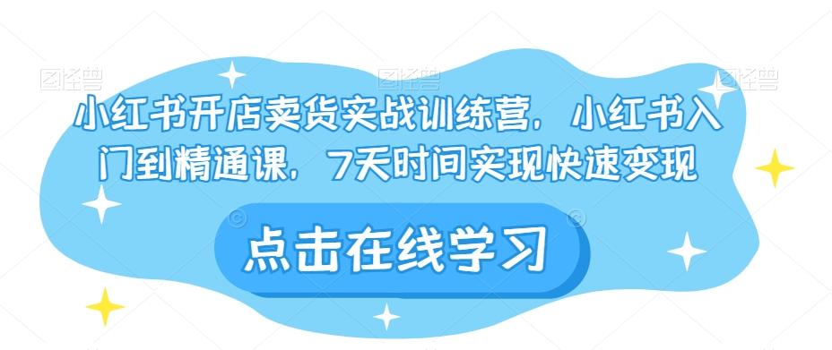 小红书开店卖货实战训练营，小红书入门到精通课，7天时间实现快速变现-有道资源网