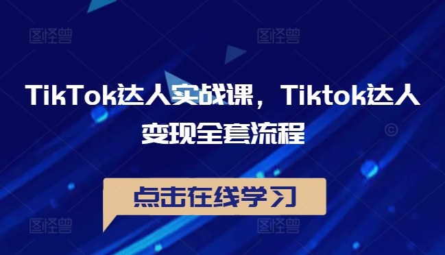 TikTok达人实战课，Tiktok达人变现全套流程-有道资源网