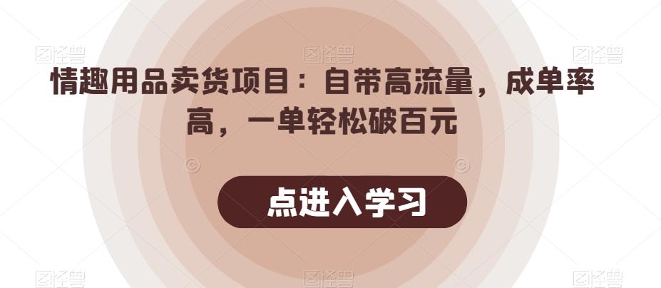 情趣用品卖货项目：自带高流量，成单率高，一单轻松破百元-有道资源网