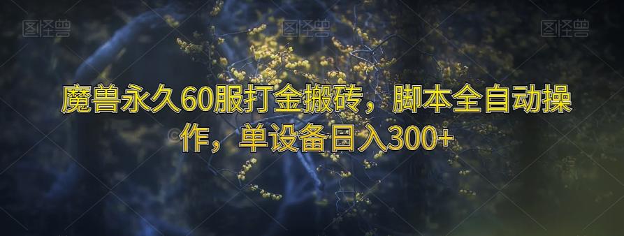 魔兽永久60服打金搬砖，脚本全自动操作，单设备日入300+【揭秘】-有道资源网