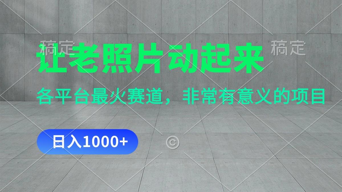 让老照片动起来，一天变现1000+，各平台最火赛道，看完就会-有道资源网