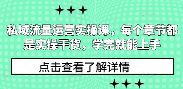 私域流量运营实操课，每个章节都是实操干货，学完就能上手-有道资源网