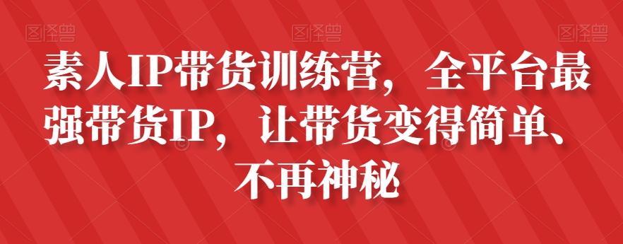 素人IP带货训练营，全平台最强带货IP，让带货变得简单、不再神秘-有道资源网