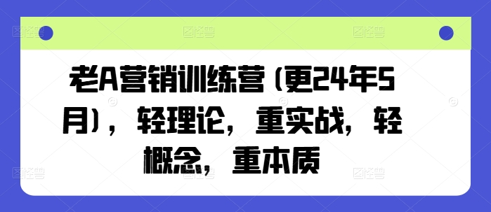 老A营销训练营(更24年11月)，轻理论，重实战，轻概念，重本质-有道资源网