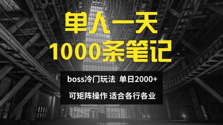 单人一天1000条笔记，日入2000+，BOSS直聘的正确玩法【揭秘】-有道资源网