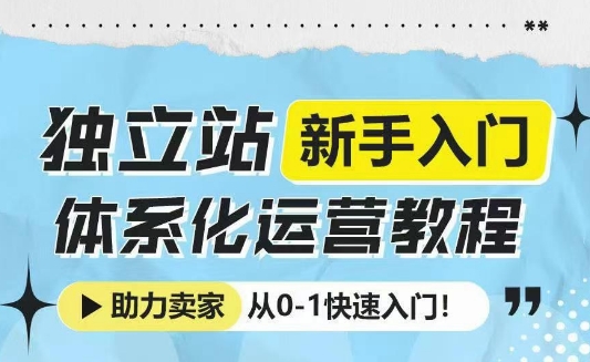 独立站新手入门体系化运营教程，助力独立站卖家从0-1快速入门!-有道资源网