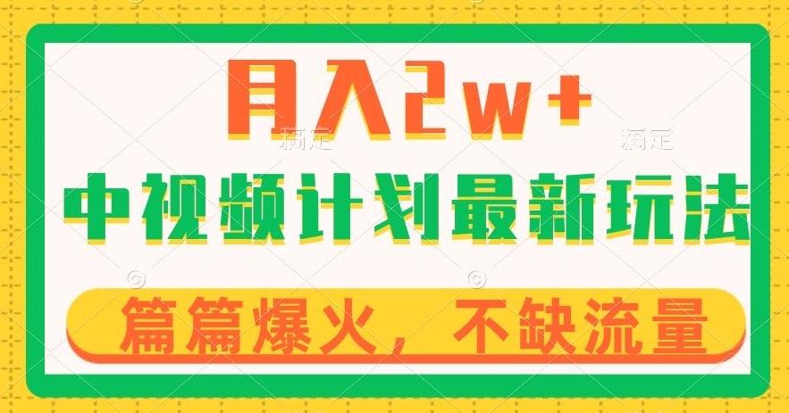 中视频计划全新玩法，月入2w+，收益稳定，几分钟一个作品，小白也可入局【揭秘】-有道资源网