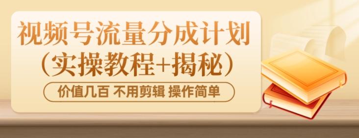 价值几百上千不用剪辑简单操作视频号流量分成计划（实操教程+揭秘）-有道资源网