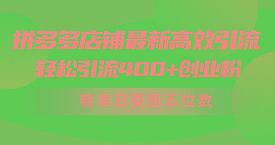 (10041期)拼多多店铺最新高效引流术，轻松引流400+创业粉，精准日变现五位数！-有道资源网