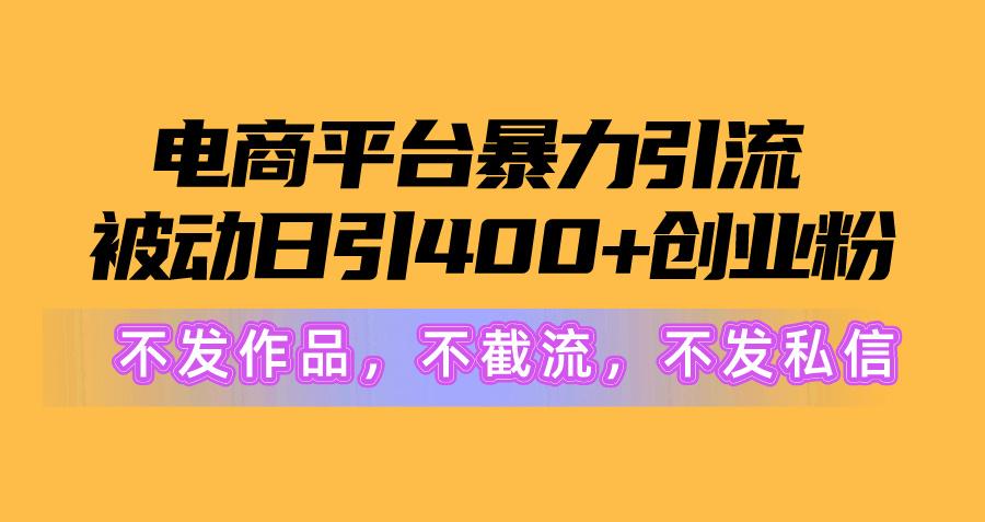 电商平台暴力引流,被动日引400+创业粉不发作品，不截流，不发私信-有道资源网