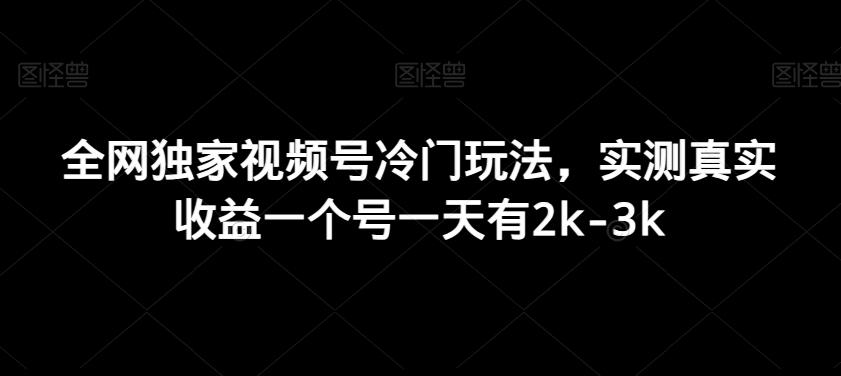 全网独家视频号冷门玩法，实测真实收益一个号一天有2k-3k-有道资源网