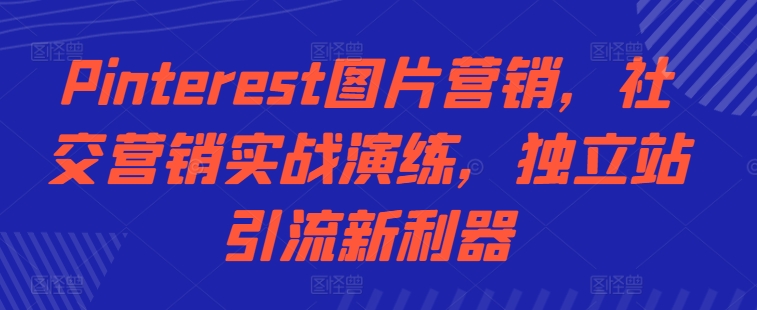 Pinterest图片营销，社交营销实战演练，独立站引流新利器-有道资源网