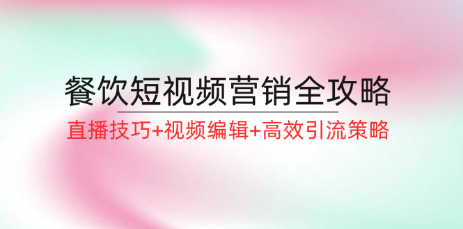 餐饮短视频营销全攻略：直播技巧+视频编辑+高效引流策略-有道资源网