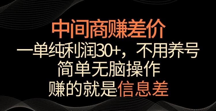 中间商赚差价，一单纯利润30+，简单无脑操作，赚的就是信息差，轻轻松松日入1000+【揭秘】-有道资源网