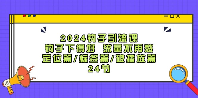 2024钩子引流课：钩子下得好流量不再愁，定位篇/标签篇/破播放篇/24节-有道资源网