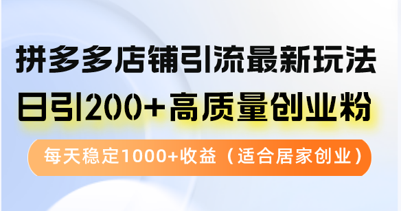 拼多多店铺引流最新玩法，日引200+高质量创业粉，每天稳定1000+收益(…-有道资源网