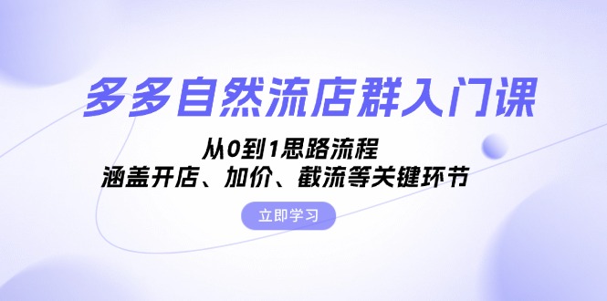 多多自然流店群入门课，从0到1思路流程，涵盖开店、加价、截流等关键环节-有道资源网