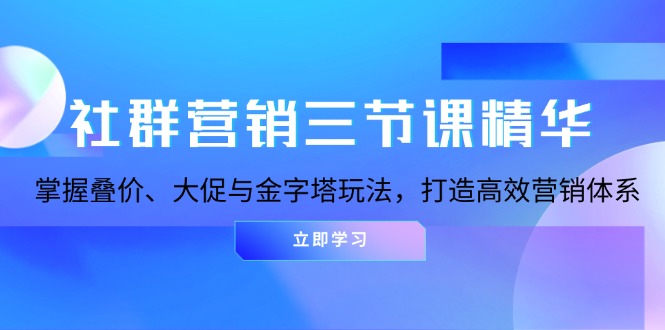 社群营销三节课精华：掌握叠价、大促与金字塔玩法，打造高效营销体系-有道资源网