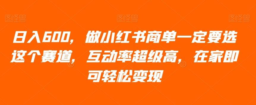 日入600，做小红书商单一定要选这个赛道，互动率超级高，在家即可轻松变现-有道资源网