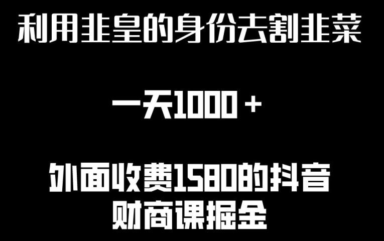 利用非皇的身份去割韭菜，一天1000+(附详细资源)【揭秘】-有道资源网