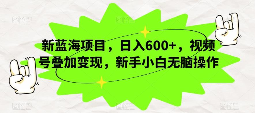 新蓝海项目，日入600+，视频号叠加变现，新手小白无脑操作【揭秘】-有道资源网