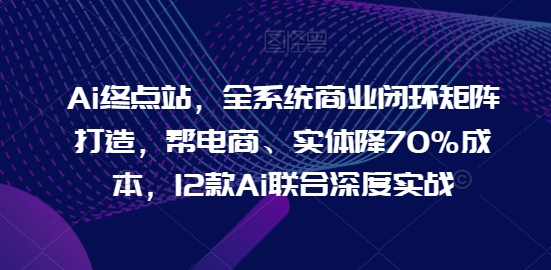 Ai终点站，全系统商业闭环矩阵打造，帮电商、实体降70%成本，12款Ai联合深度实战【0906更新】-有道资源网