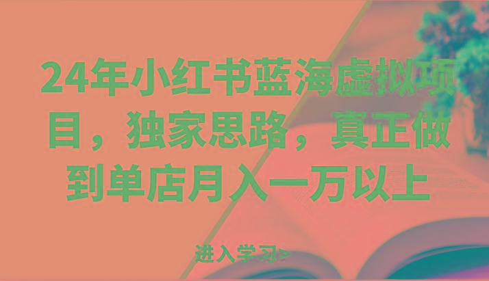 24年小红书蓝海虚拟项目，独家思路，真正做到单店月入一万以上。-有道资源网