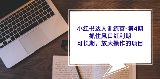 小红书达人训练营第4期：抓住风口红利期，可长期，放大操作的项目-有道资源网