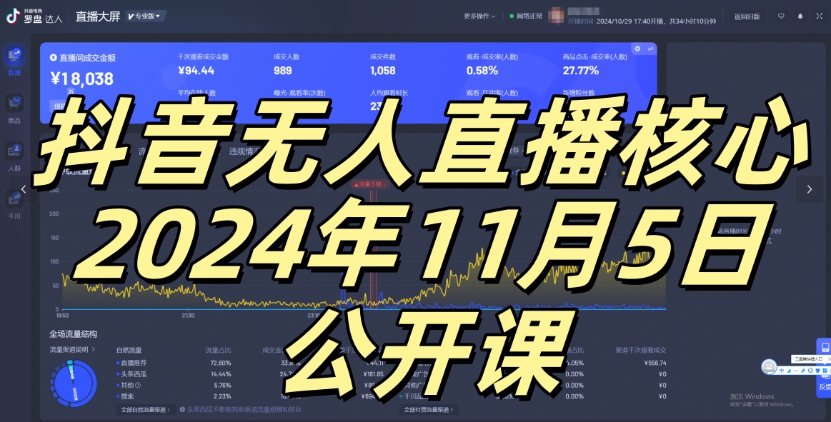 抖音无人直播核心公开课，咸鱼翻身小白可做带有睡后收入月入过万太简单【揭秘】-有道资源网