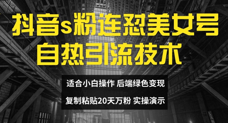 抖音s粉连怼美女号自热引流技术复制粘贴，20天万粉账号，无需实名制，矩阵操作【揭秘】-有道资源网