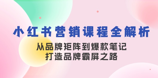 小红书营销课程全解析，从品牌矩阵到爆款笔记，打造品牌霸屏之路-有道资源网