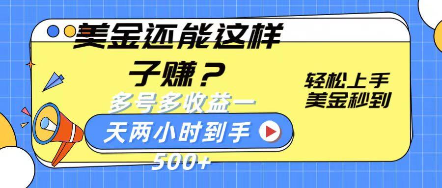 美金还能这样子赚？轻松上手，美金秒到账 多号多收益，一天 两小时，到手500+-有道资源网