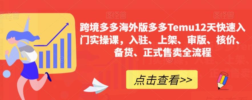 跨境多多海外版多多Temu12天快速入门实操课，入驻、上架、审版、核价、备货、正式售卖全流程-有道资源网