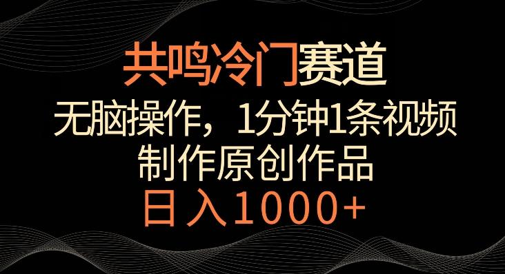 共鸣冷门赛道，无脑操作，一分钟一条视频，日入1000+【揭秘】-有道资源网