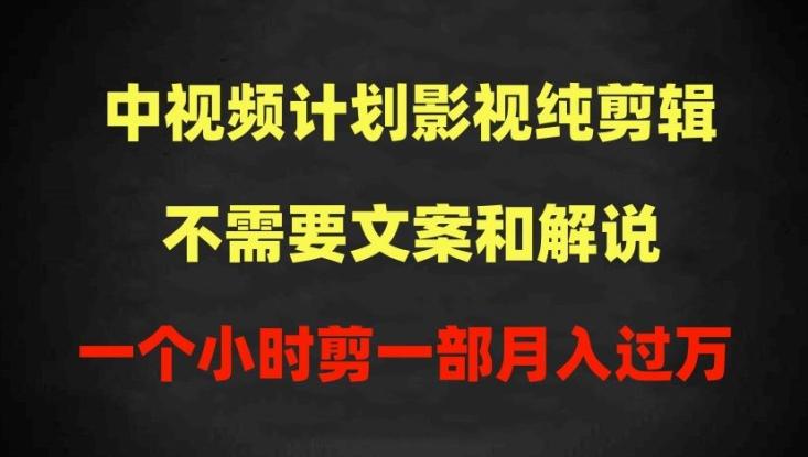 中视频计划影视纯剪辑，不需要文案和解说，一个小时剪一部，100%过原创月入过万【揭秘】-有道资源网