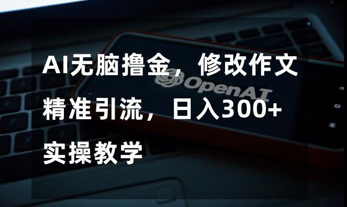 AI无脑撸金，修改作文精准引流，日入300+，实操教学【揭秘】-有道资源网