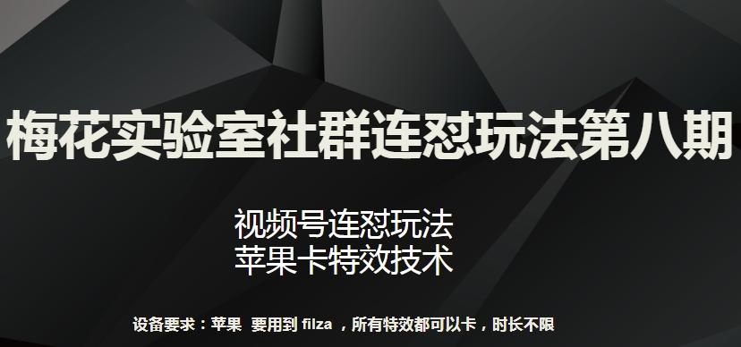 梅花实验室社群连怼玩法第八期，视频号连怼玩法 苹果卡特效技术【揭秘】-有道资源网