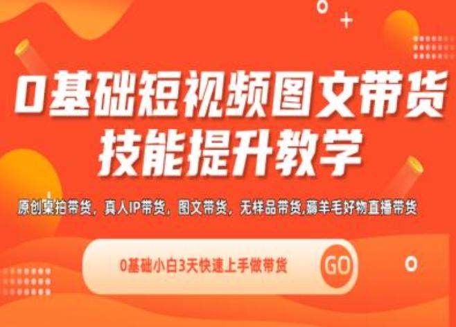 0基础短视频图文带货实操技能提升教学(直播课+视频课),0基础小白3天快速上手做带货-有道资源网