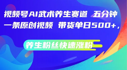 视频号AI武术养生赛道，五分钟一条原创视频，带货单日几张，养生粉丝快速涨粉【揭秘】-有道资源网