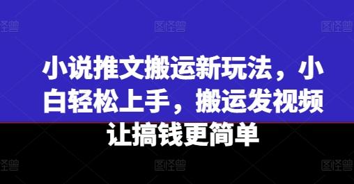 小说推文搬运新玩法，小白轻松上手，搬运发视频让搞钱更简单-有道资源网