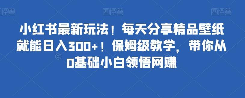 小红书最新玩法！每天分享精品壁纸就能日入300+！保姆级教学，带你从0基础小白领悟网赚-有道资源网