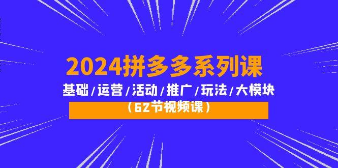 (10019期)2024拼多多系列课：基础/运营/活动/推广/玩法/大模块(62节视频课)-有道资源网