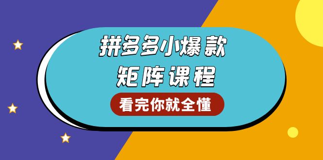 拼多多爆款矩阵课程：教你测出店铺爆款，优化销量，提升GMV，打造爆款群-有道资源网