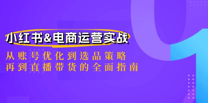 小红书&电商运营实战：从账号优化到选品策略，再到直播带货的全面指南-有道资源网