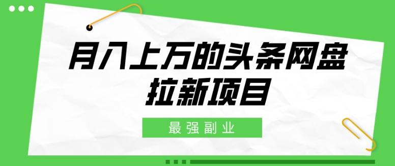 最强副业，月入上万的头条网盘拉新项目，小白新手轻松上手-有道资源网