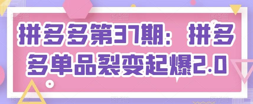 拼多多第37期：拼多多单品裂变起爆2.0-有道资源网