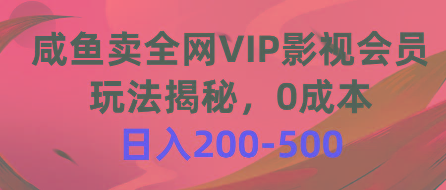 咸鱼卖全网VIP影视会员，玩法揭秘，0成本日入200-500-有道资源网