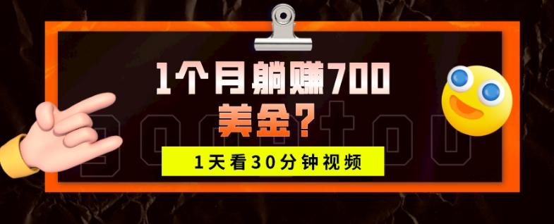 1天看30分钟视频，1个月躺赚700美金？-有道资源网