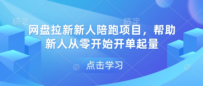 网盘拉新新人陪跑项目，帮助新人从零开始开单起量-有道资源网