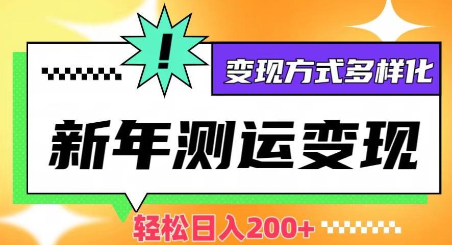 新年运势测试变现，日入200+，几分钟一条作品，变现方式多样化【揭秘】-有道资源网